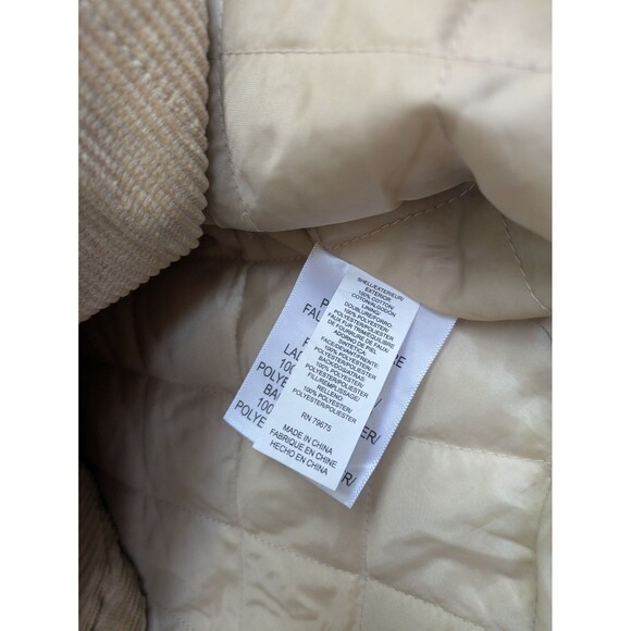 NWT LUCKY BRAND Women’s Tan Corduroy Sherpa Satin Lined Button Down Coat Medium - Picture 6 of 7